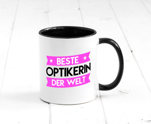 Beste Optikerin | Augenoptik Farbige Tasse - Kaffeetasse / Geschenk / Familie