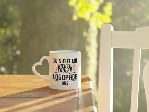 Richtig Cooler Logopäde | Sprachtherapie - Herzhenkel Tasse - Kaffeetasse / Geschenk / Familie