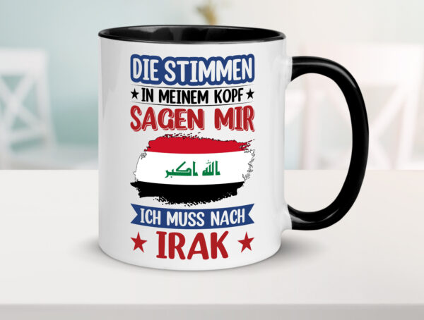 Irak | Urlaub | Stimmen in meinem Kopf | Traumland Farbige Tasse - Kaffeetasse / Geschenk / Familie