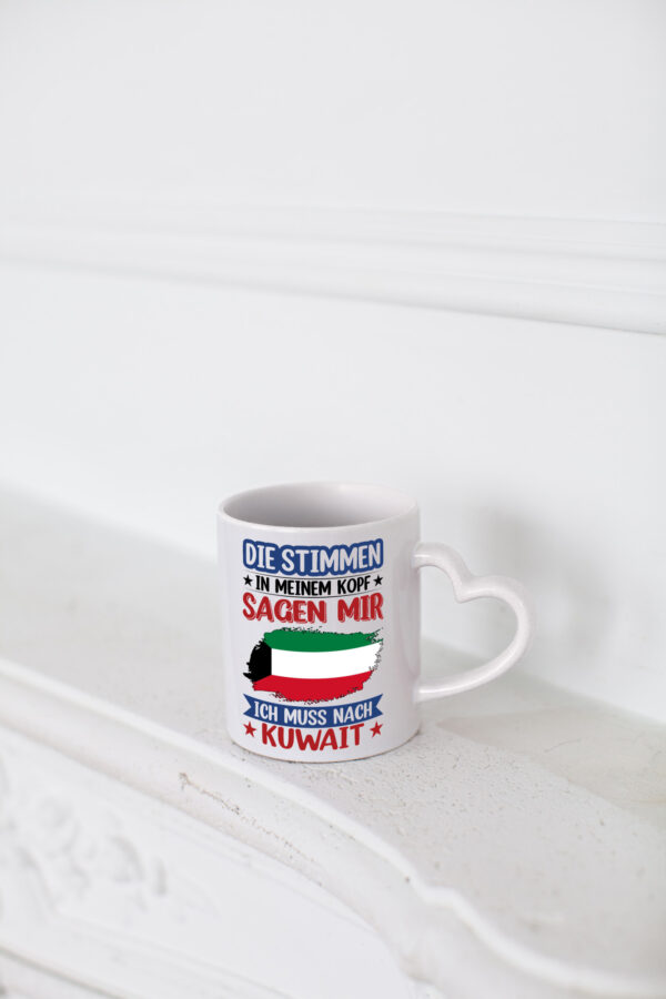 Kuwait | Urlaub | Stimmen in meinem Kopf | Traumland - Herzhenkel Tasse - Kaffeetasse / Geschenk / Familie