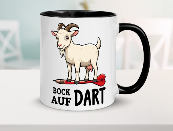 Bock auf Dart | Dartspieler | Dartpfeil | Ziegenbock Farbige Tasse - Kaffeetasse / Geschenk / Familie