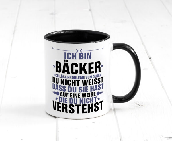 Löse Probleme: Bäcker | Bäckerei | Backen | Konditor Farbige Tasse - Kaffeetasse / Geschenk / Familie