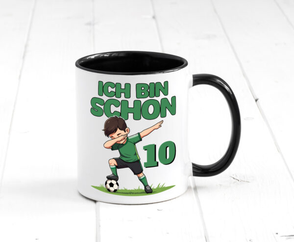 10. Geburtstag | 10 Jahre | Fußballer Farbige Tasse - Kaffeetasse / Geschenk / Familie