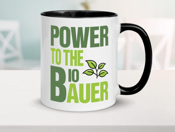 Bio Bauer Power | Landwirt Tasse | Bio Bauernhof Spruch Farbige Tasse - Kaffeetasse / Geschenk / Familie