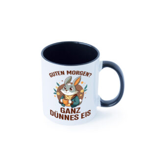 Guten Morgen? Ganz dünnes Eis | Hase | Kanninchen Farbige Tasse - Kaffeetasse / Geschenk / Familie