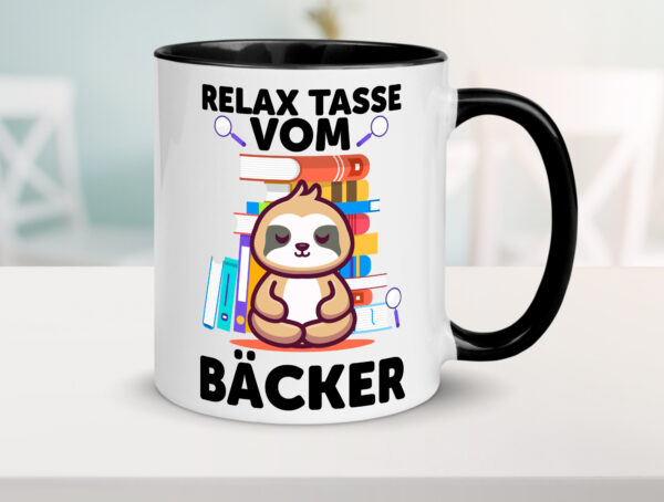 Relax Tasse: Bäcker | Bäckerei | Backen | Konditor Farbige Tasse - Kaffeetasse / Geschenk / Familie