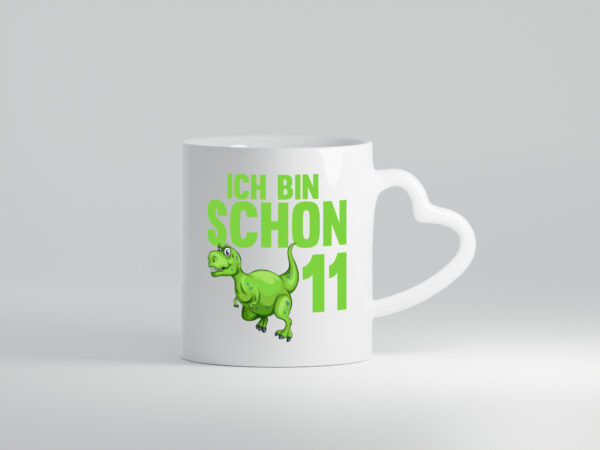 11. Geburtstag | 11 Jahre | Dino | Dinosaurier - Herzhenkel Tasse - Kaffeetasse / Geschenk / Familie