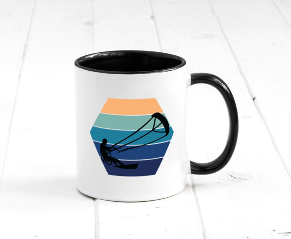 Kitesurfen | Kiteboarden Retro | Kite Surfen Farbige Tasse - Kaffeetasse / Geschenk / Familie