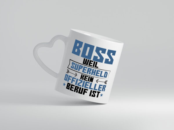 Superheld Boss | Führungskraft | Vorgesetzter - Herzhenkel Tasse - Kaffeetasse / Geschenk / Familie