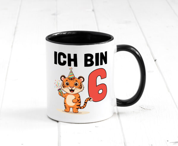 6. Geburtstag | 6 Jahre | Tiger | Geburtstag Farbige Tasse - Kaffeetasse / Geschenk / Familie