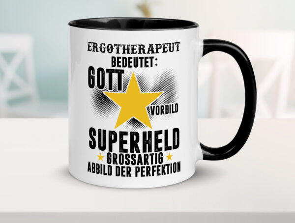 Bedeutung von Ergotherapeut | Ergotherapie Farbige Tasse - Kaffeetasse / Geschenk / Familie