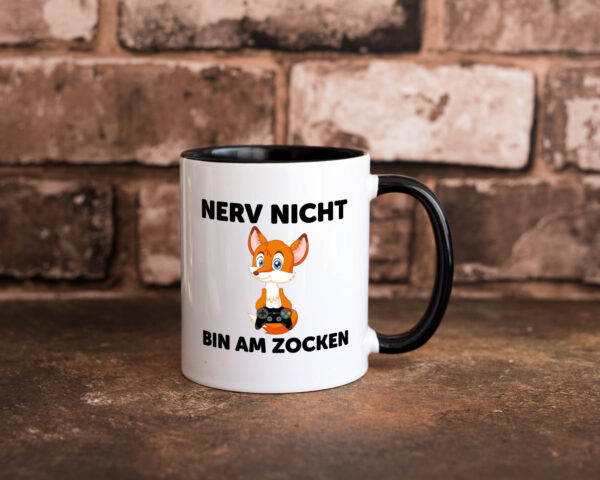 Bin am Zocken | Gaming | Gamer Fuchs | Nerv nicht Farbige Tasse - Kaffeetasse / Geschenk / Familie