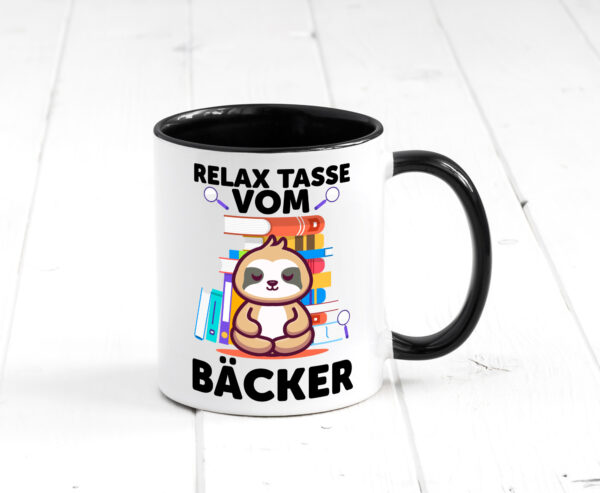 Relax Tasse: Bäcker | Bäckerei | Backen | Konditor Farbige Tasse - Kaffeetasse / Geschenk / Familie