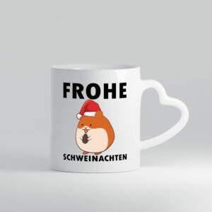 Frohe Schweinachten | Meerschweinchen | Weihnachten - Herzhenkel Tasse - Kaffeetasse / Geschenk / Familie