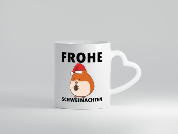 Frohe Schweinachten | Meerschweinchen | Weihnachten - Herzhenkel Tasse - Kaffeetasse / Geschenk / Familie