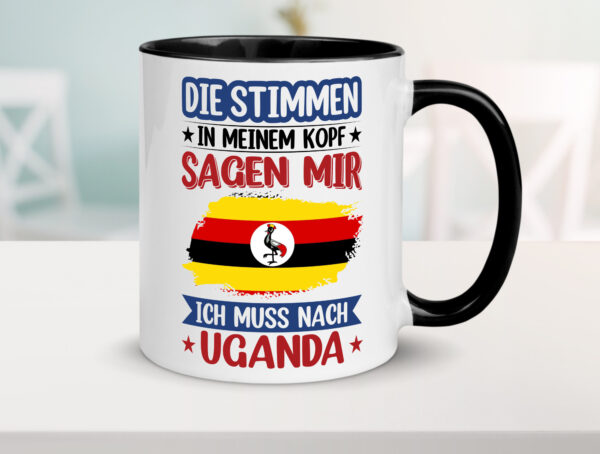 Uganda | Urlaub | Stimmen in meinem Kopf | Traumland Farbige Tasse - Kaffeetasse / Geschenk / Familie