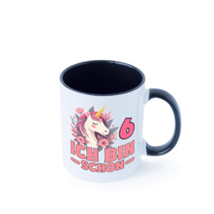 6. Geburtstag | 6 Jahre | Einhorn | bin schon 6 | Mädchen Farbige Tasse - Kaffeetasse / Geschenk / Familie