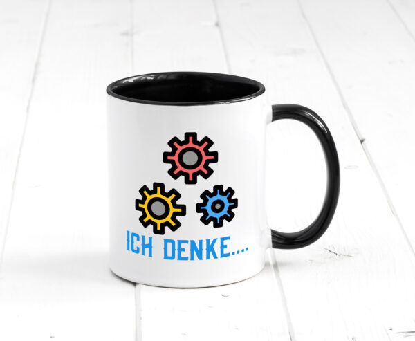 Ich denke | Nachdenken | Zahnräder | Gedanken kreisen Farbige Tasse - Kaffeetasse / Geschenk / Familie