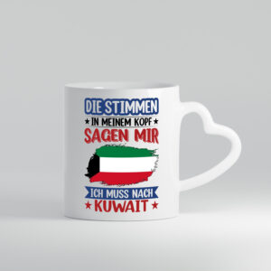 Kuwait | Urlaub | Stimmen in meinem Kopf | Traumland - Herzhenkel Tasse - Kaffeetasse / Geschenk / Familie