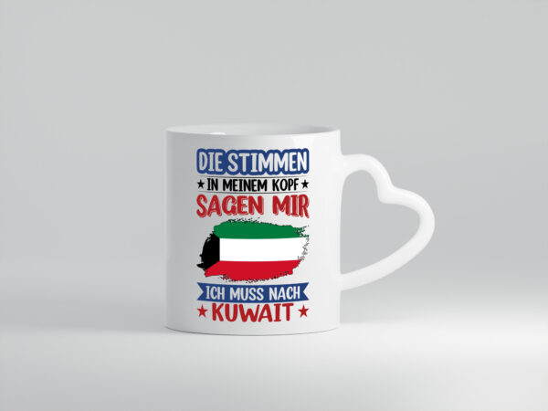 Kuwait | Urlaub | Stimmen in meinem Kopf | Traumland - Herzhenkel Tasse - Kaffeetasse / Geschenk / Familie