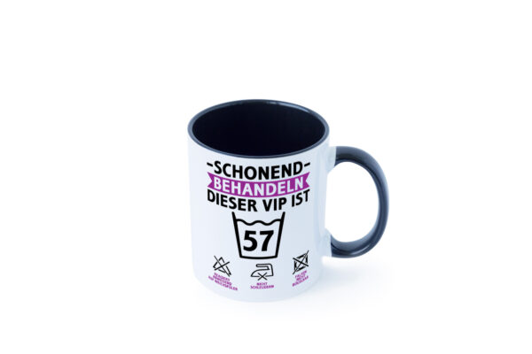 57 Geburtstag | schonend behandeln | 57 Jahre Farbige Tasse - Kaffeetasse / Geschenk / Familie