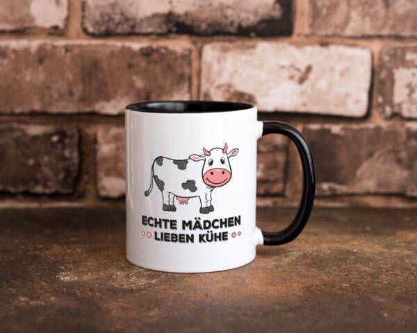 Echte mädchen lieben Kühe | Farm | Farmer | Bauer Farbige Tasse - Kaffeetasse / Geschenk / Familie