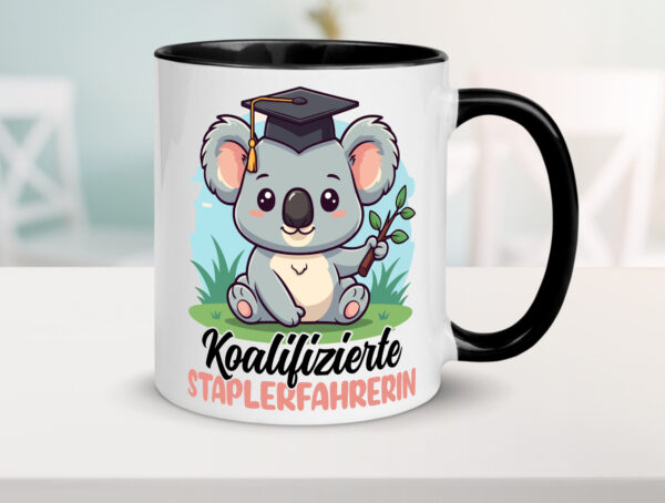 Koalifizierte Staplerfahrerin | Gabelstapler Farbige Tasse - Kaffeetasse / Geschenk / Familie