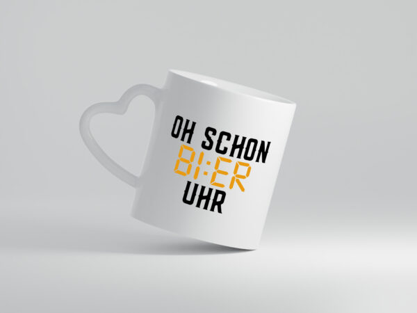 Oh schon Bier Uhr | Biertrinker | Party | Feiern | Pils - Herzhenkel Tasse - Kaffeetasse / Geschenk / Familie