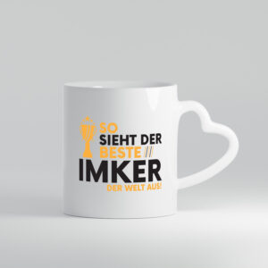 Der Weltbeste Imker | Imkerei - Herzhenkel Tasse - Kaffeetasse / Geschenk / Familie