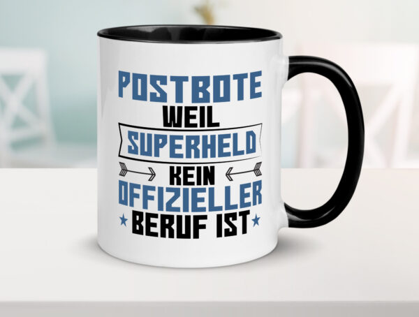 Superheld Postbote | Beruf Post | Briefträger Farbige Tasse - Kaffeetasse / Geschenk / Familie