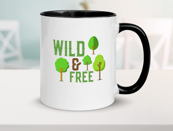 Wild and free | Freiheit | Camper | Hobbycamper Farbige Tasse - Kaffeetasse / Geschenk / Familie