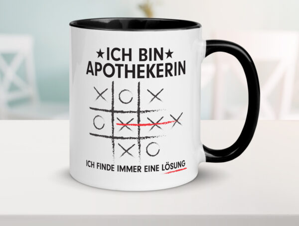 Lösung Finden: Apothekerin | Apotheke | Pharmazie Farbige Tasse - Kaffeetasse / Geschenk / Familie