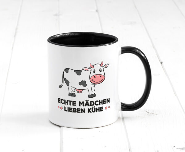 Echte mädchen lieben Kühe | Farm | Farmer | Bauer Farbige Tasse - Kaffeetasse / Geschenk / Familie