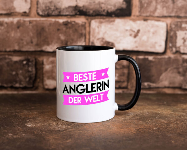 Beste Anglerin | Angeln | Fischerin Farbige Tasse - Kaffeetasse / Geschenk / Familie