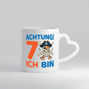 7. Geburtstag | 7 Jahre | Pirat - Herzhenkel Tasse - Kaffeetasse / Geschenk / Familie