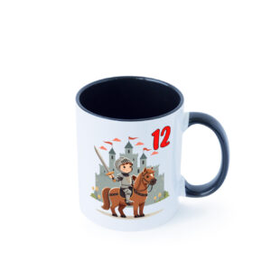 12. Geburtstag | 12 Jahre | Ritter | Junge | Schloss Farbige Tasse - Kaffeetasse / Geschenk / Familie