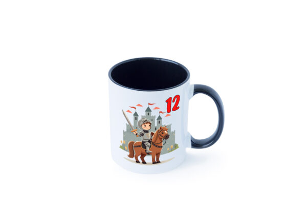 12. Geburtstag | 12 Jahre | Ritter | Junge | Schloss Farbige Tasse - Kaffeetasse / Geschenk / Familie