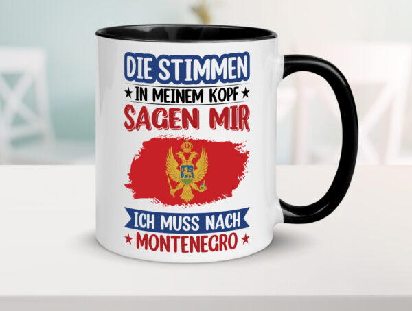 Montenegro | Urlaub | Stimmen in meinem Kopf | Traumland Farbige Tasse - Kaffeetasse / Geschenk / Familie