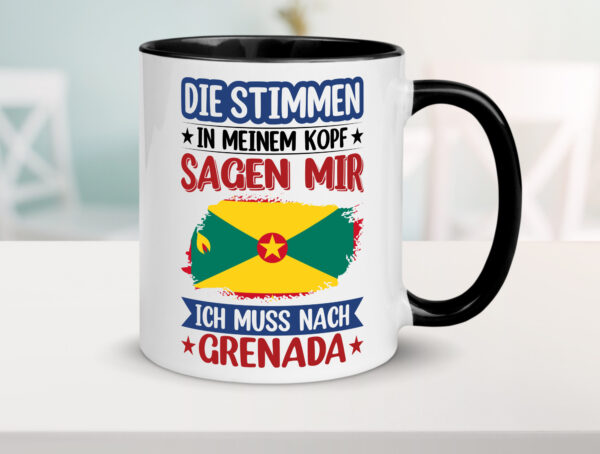 Grenada | Urlaub | Stimmen in meinem Kopf | Traumland Farbige Tasse - Kaffeetasse / Geschenk / Familie