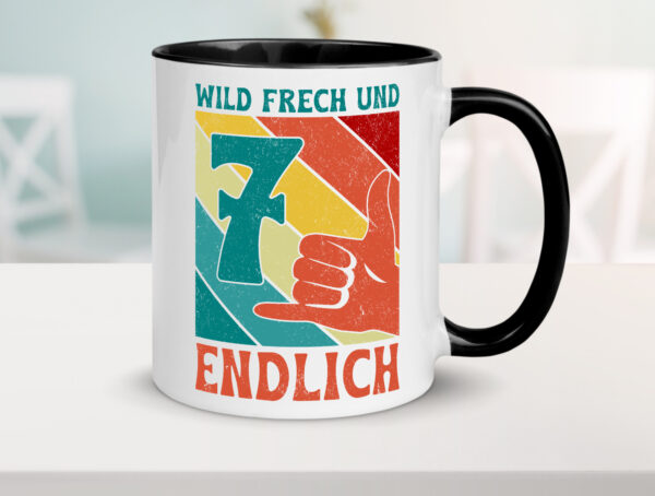 7. Geburtstag | 7 Jahre | Wild und Frech Farbige Tasse - Kaffeetasse / Geschenk / Familie