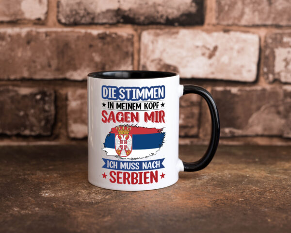 Serbien | Urlaub | Stimmen in meinem Kopf | Traumland Farbige Tasse - Kaffeetasse / Geschenk / Familie