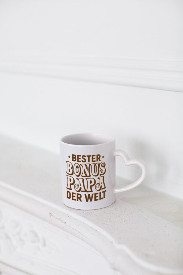 Bester Bonus Papa der Welt | Vatertag | Bester Papa - Herzhenkel Tasse - Kaffeetasse / Geschenk / Familie