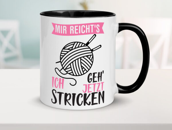 Ich geh` jetzt stricken | Strickzubehör | Freundin Farbige Tasse - Kaffeetasse / Geschenk / Familie