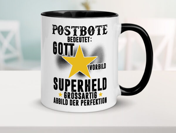 Bedeutung von Postbote | Beruf Post | Briefträger Farbige Tasse - Kaffeetasse / Geschenk / Familie