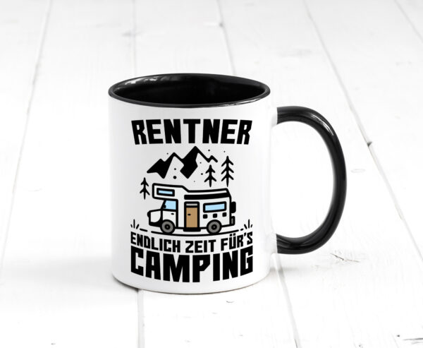 Endlich Zeit für´s campen | Rentner | Ruhestand Farbige Tasse - Kaffeetasse / Geschenk / Familie