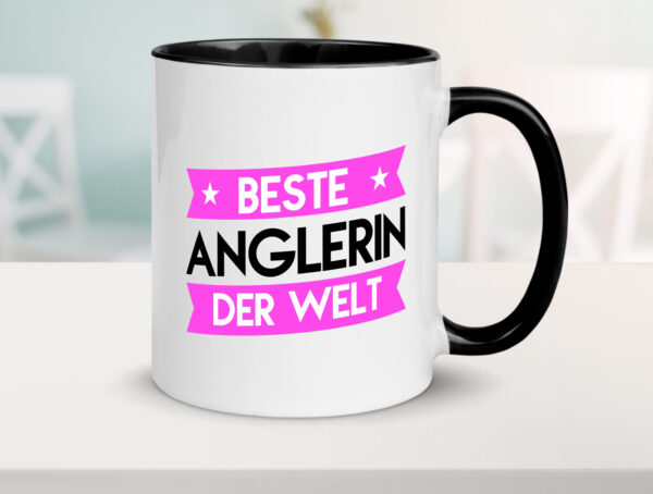 Beste Anglerin | Angeln | Fischerin Farbige Tasse - Kaffeetasse / Geschenk / Familie