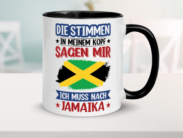 Jamaika | Urlaub | Stimmen in meinem Kopf | Traumland Farbige Tasse - Kaffeetasse / Geschenk / Familie