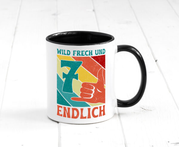 7. Geburtstag | 7 Jahre | Wild und Frech Farbige Tasse - Kaffeetasse / Geschenk / Familie