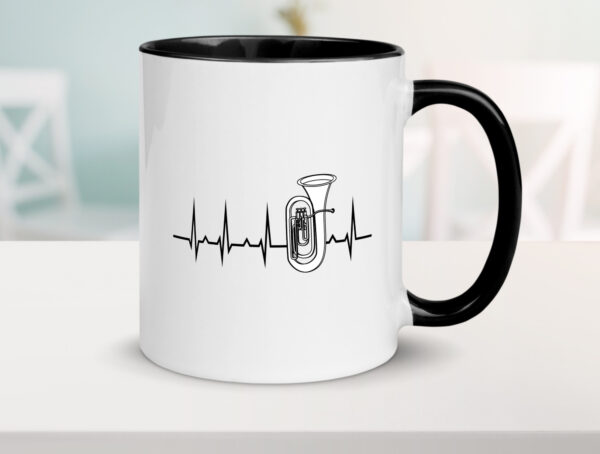 Tuba Herzschlag | Motiv Musiker | Musik Instrument Farbige Tasse - Kaffeetasse / Geschenk / Familie