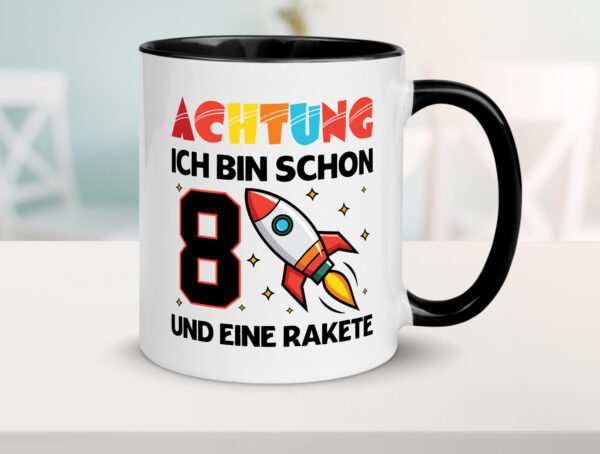 8. Geburtstag | Rakete | Weltraum | 8 Jahre | Galaxy Farbige Tasse - Kaffeetasse / Geschenk / Familie